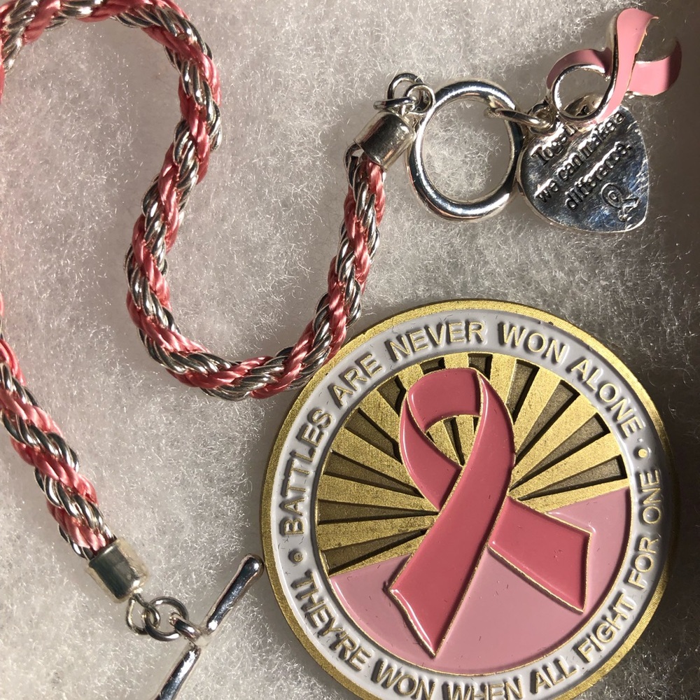 2🆕Breast Cancer bracelet and a positive pocket coin